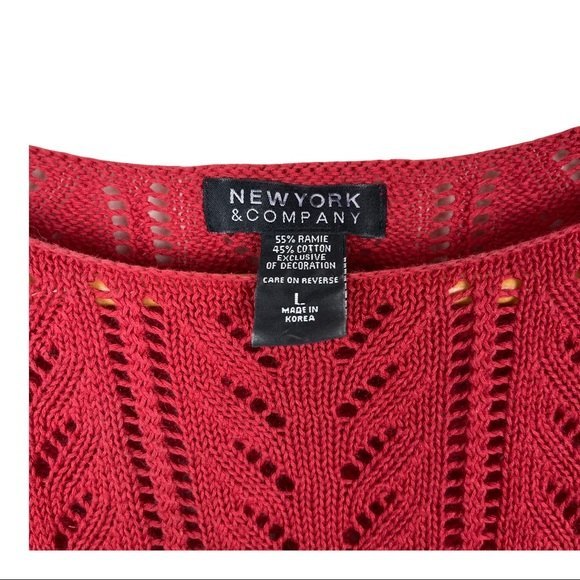 New York & Company Ramie & Cotton Blend Red Brick Knit Sweater Size‎ L - Picture 4 of 11